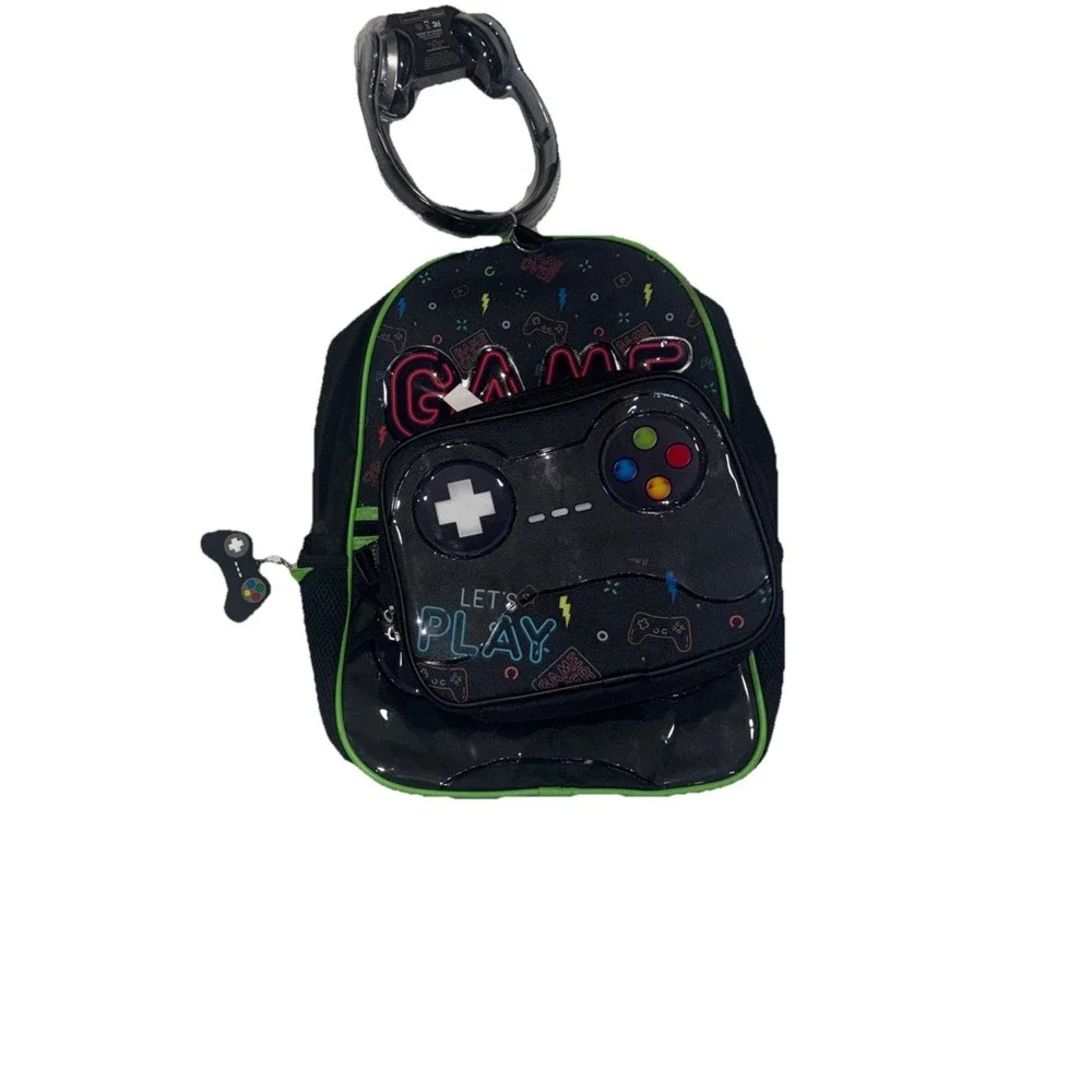 Boy's Extreme Nation Game On School 3 Piece Set Backpack Lunch‎ Bag Headphones